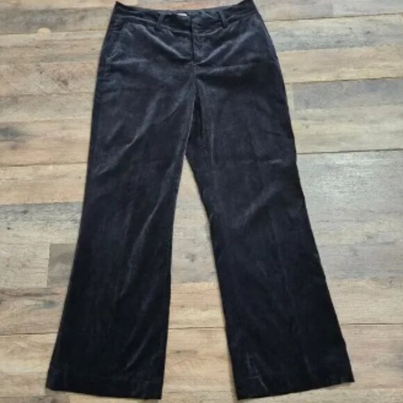 Coldwater Creek Trousers Black Crushed Velvet Velour High Rise Pants 10 - Picture 1 of 8